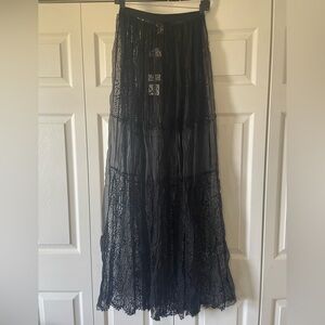 NWT- Les Copains Runway Black lace Skirt